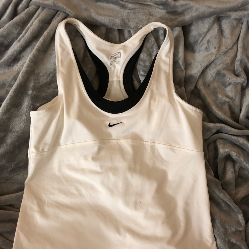 Nike Racerback White Black Tank Bra Workout Top L